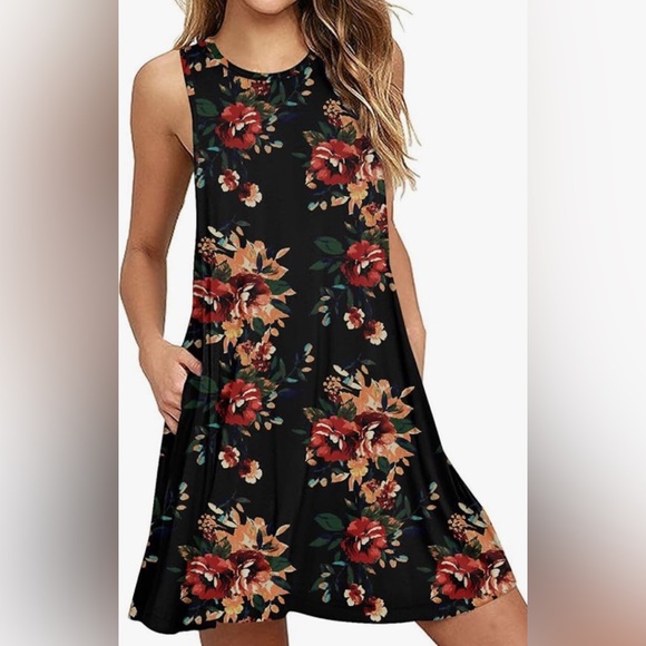 Dresses & Skirts - Floral Round Neck T Shirt Dress